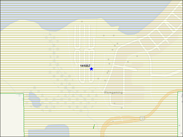 Une carte de la zone qui entoure immédiatement le bâtiment numéro 141857