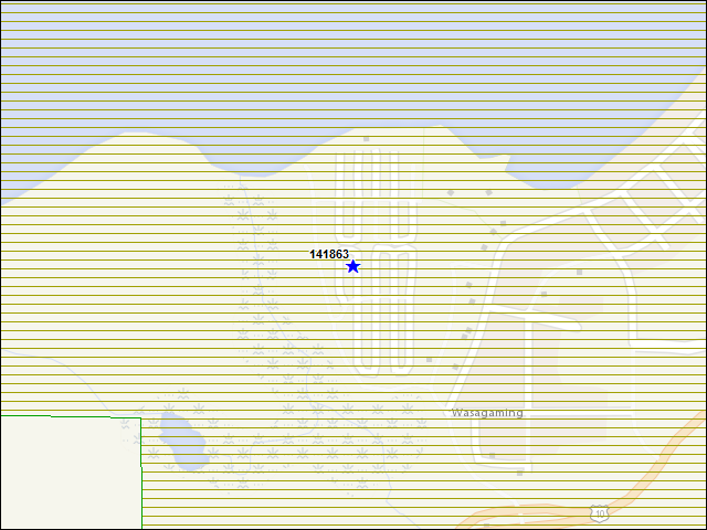 Une carte de la zone qui entoure immédiatement le bâtiment numéro 141863