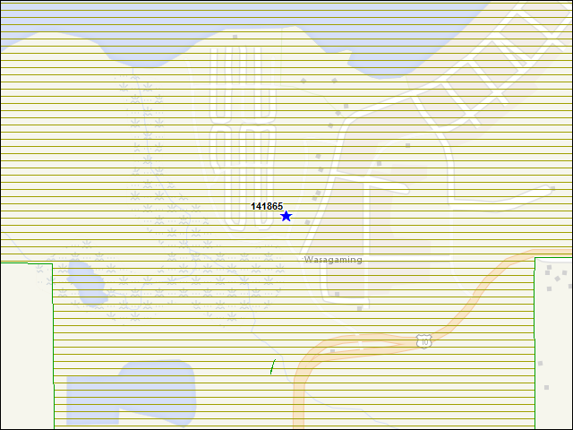 Une carte de la zone qui entoure immédiatement le bâtiment numéro 141865