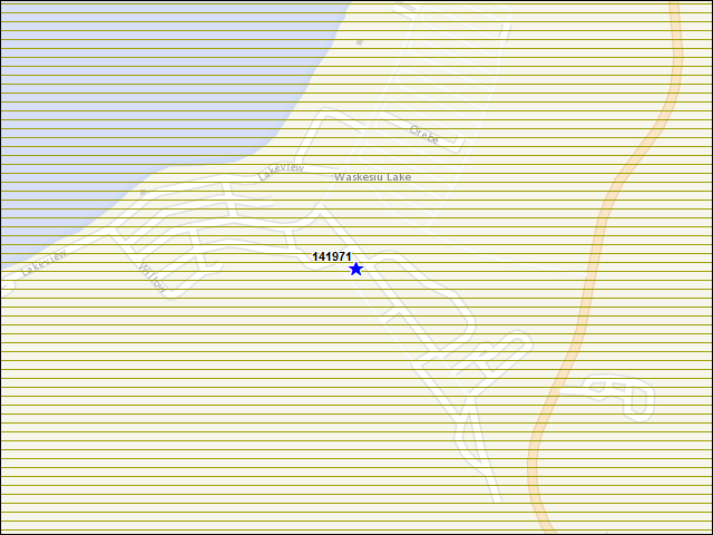Une carte de la zone qui entoure immédiatement le bâtiment numéro 141971
