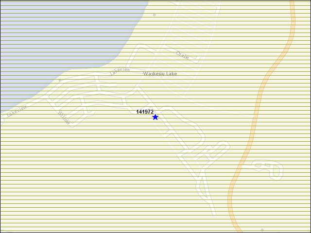 Une carte de la zone qui entoure immédiatement le bâtiment numéro 141972