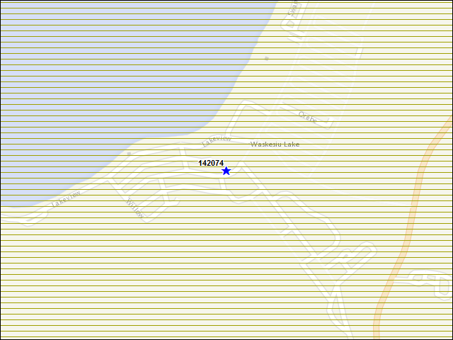 Une carte de la zone qui entoure immédiatement le bâtiment numéro 142074