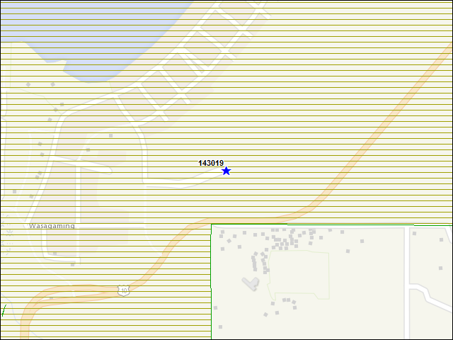 Une carte de la zone qui entoure immédiatement le bâtiment numéro 143019