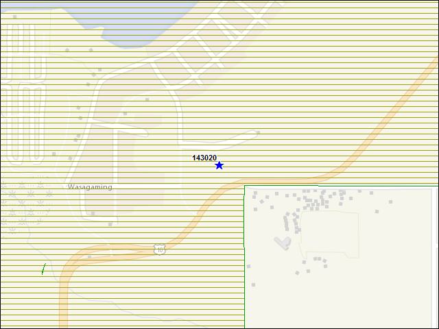 Une carte de la zone qui entoure immédiatement le bâtiment numéro 143020