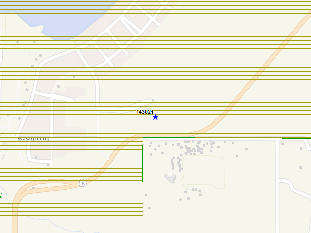 Une carte de la zone qui entoure immédiatement le bâtiment numéro 143021