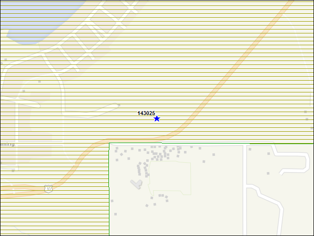 Une carte de la zone qui entoure immédiatement le bâtiment numéro 143025