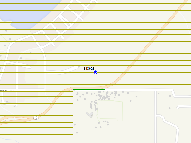 Une carte de la zone qui entoure immédiatement le bâtiment numéro 143026