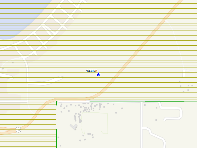 Une carte de la zone qui entoure immédiatement le bâtiment numéro 143028