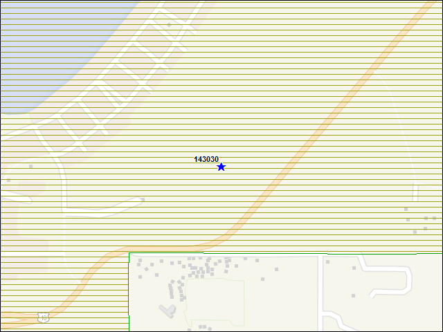 Une carte de la zone qui entoure immédiatement le bâtiment numéro 143030