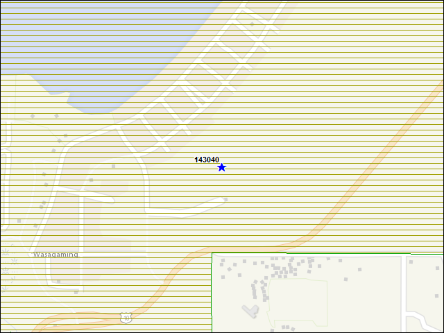 Une carte de la zone qui entoure immédiatement le bâtiment numéro 143040
