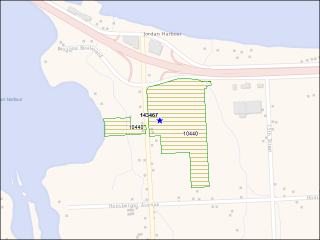 Une carte de la zone qui entoure immédiatement le bâtiment numéro 143467