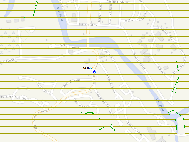 Une carte de la zone qui entoure immédiatement le bâtiment numéro 143668