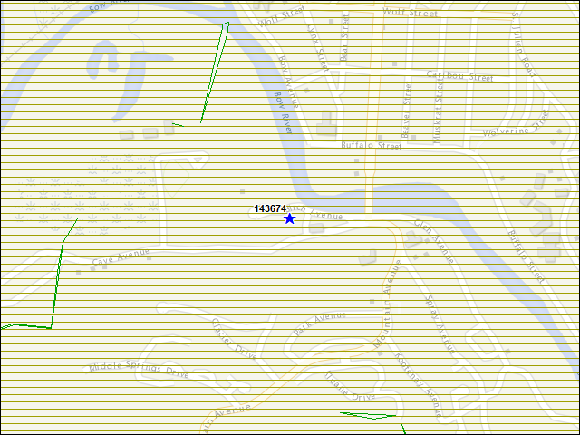 Une carte de la zone qui entoure immédiatement le bâtiment numéro 143674