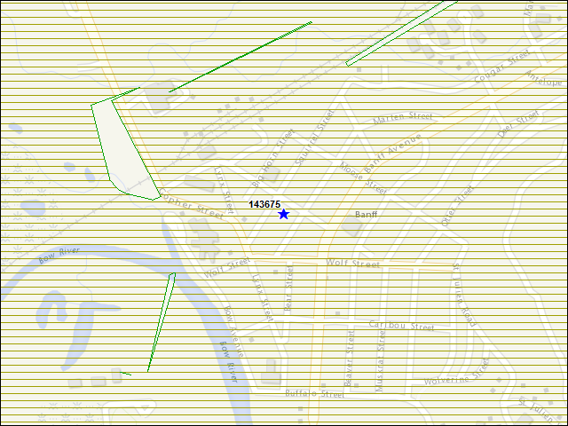 Une carte de la zone qui entoure immédiatement le bâtiment numéro 143675