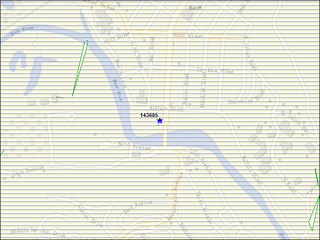 Une carte de la zone qui entoure immédiatement le bâtiment numéro 143685