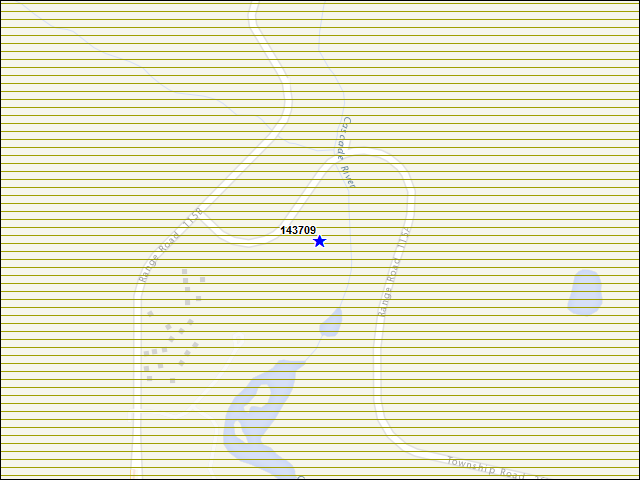 Une carte de la zone qui entoure immédiatement le bâtiment numéro 143709