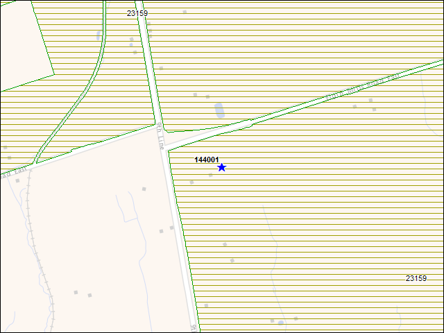 Une carte de la zone qui entoure immédiatement le bâtiment numéro 144001