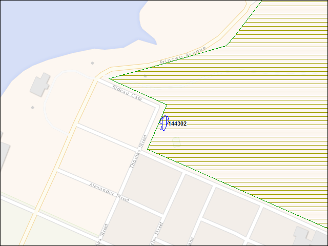 A map of the area immediately surrounding building number 144302