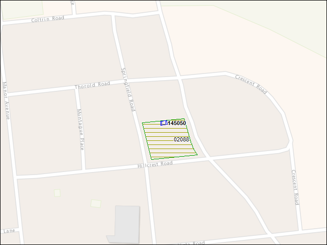 Une carte de la zone qui entoure immédiatement le bâtiment numéro 145050