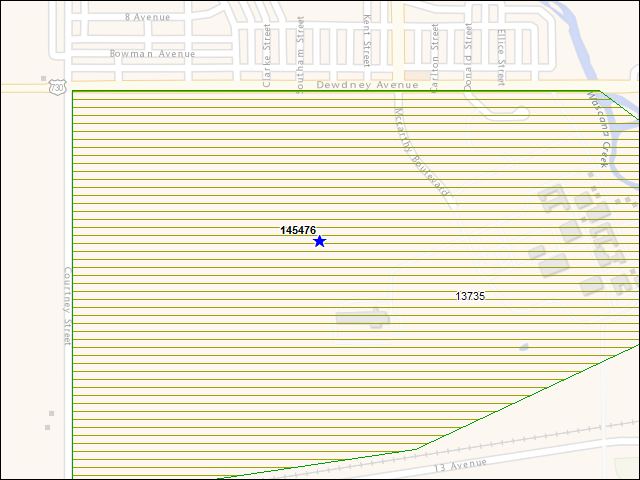 A map of the area immediately surrounding building number 145476