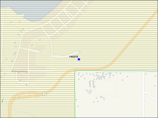 Une carte de la zone qui entoure immédiatement le bâtiment numéro 145518