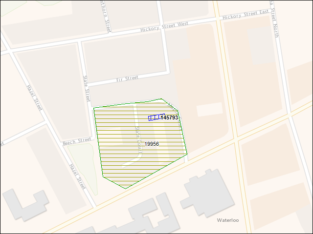 A map of the area immediately surrounding building number 145793