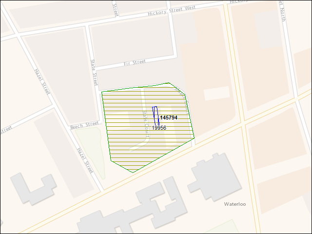 A map of the area immediately surrounding building number 145794