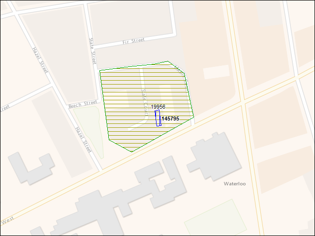 A map of the area immediately surrounding building number 145795
