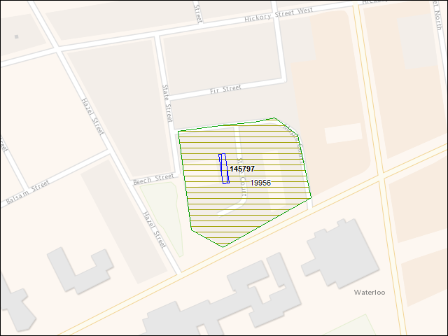 A map of the area immediately surrounding building number 145797