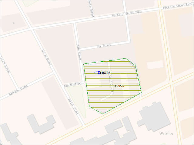 A map of the area immediately surrounding building number 145798