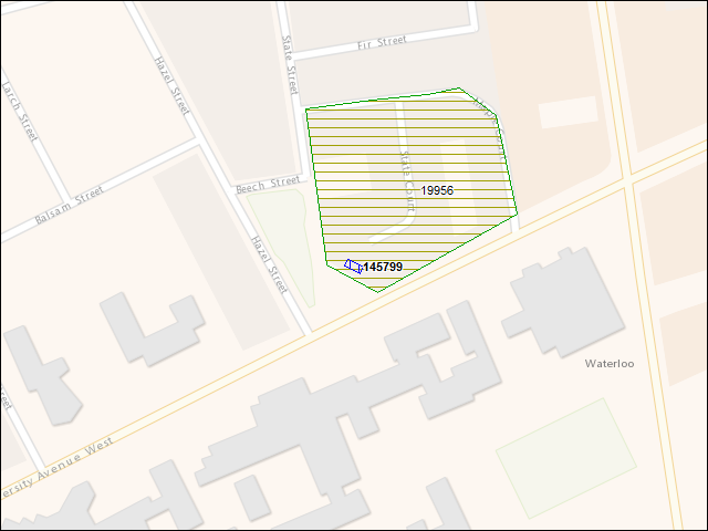 A map of the area immediately surrounding building number 145799