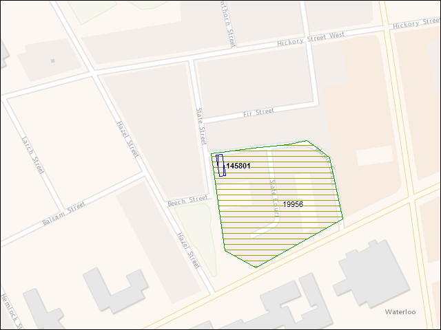 A map of the area immediately surrounding building number 145801