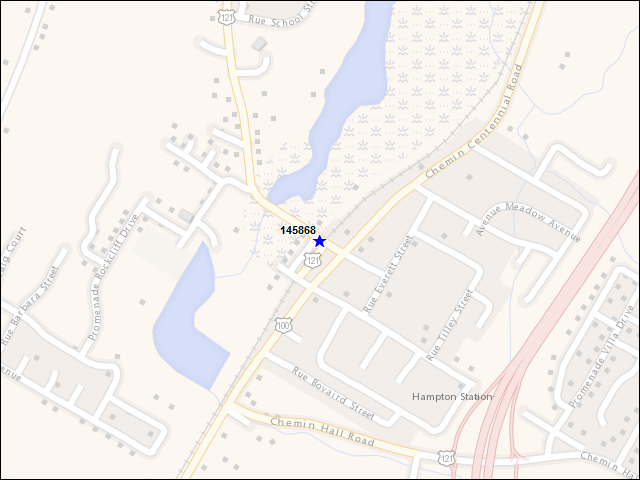 Une carte de la zone qui entoure immédiatement le bâtiment numéro 145868