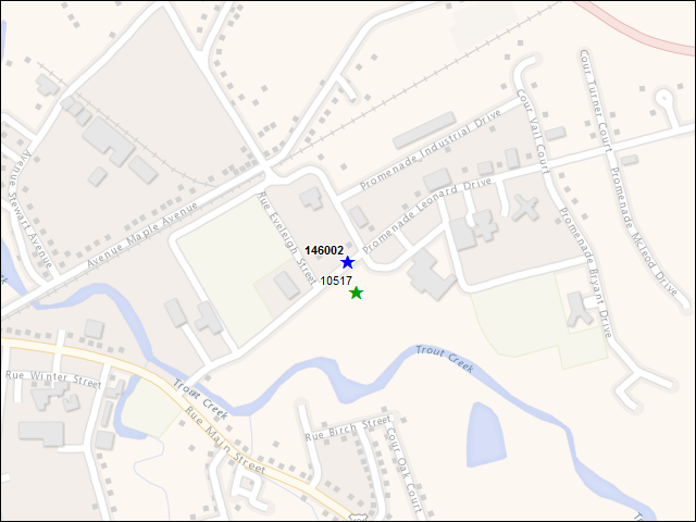 Une carte de la zone qui entoure immédiatement le bâtiment numéro 146002