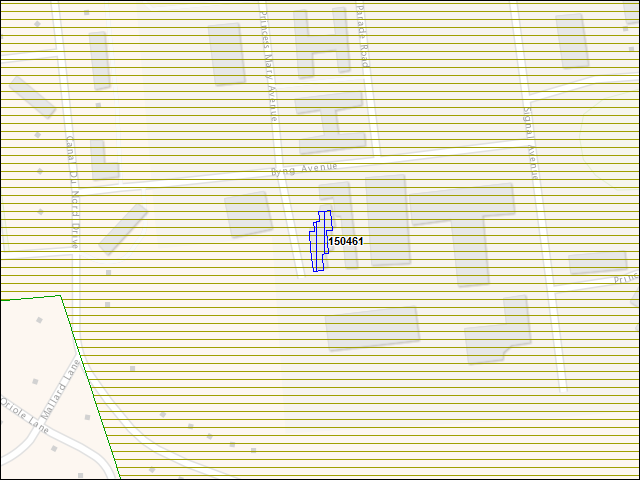 Une carte de la zone qui entoure immédiatement le bâtiment numéro 150461