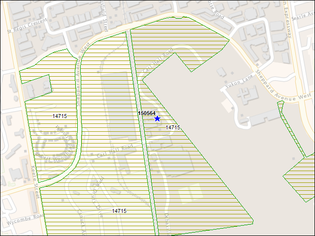 A map of the area immediately surrounding building number 150564