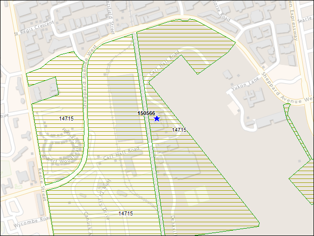 A map of the area immediately surrounding building number 150566