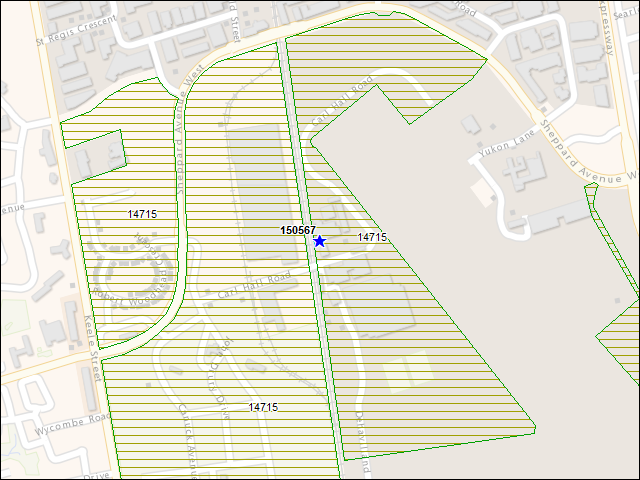 A map of the area immediately surrounding building number 150567