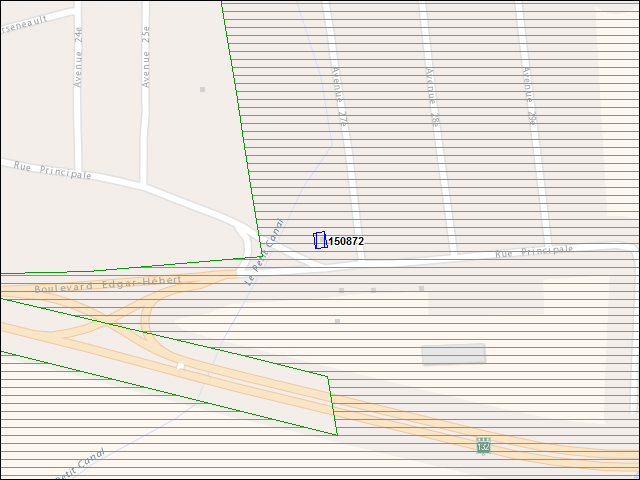 A map of the area immediately surrounding building number 150872