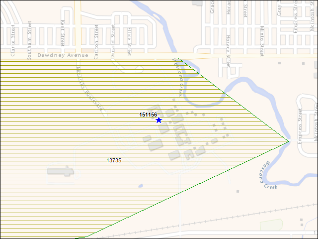 A map of the area immediately surrounding building number 151156