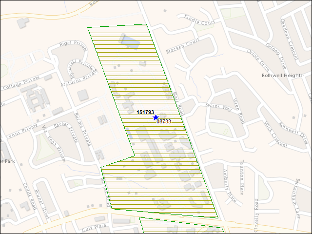 A map of the area immediately surrounding building number 151793