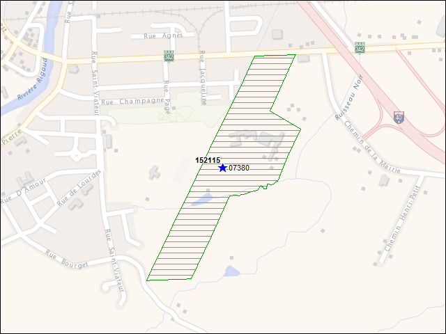 A map of the area immediately surrounding building number 152115