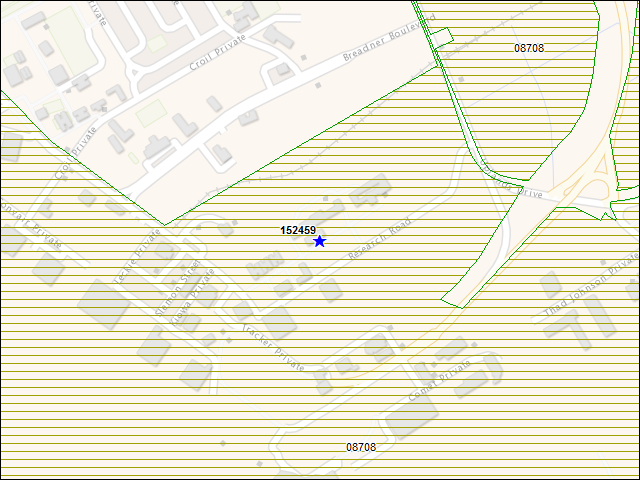 Une carte de la zone qui entoure immédiatement le bâtiment numéro 152459
