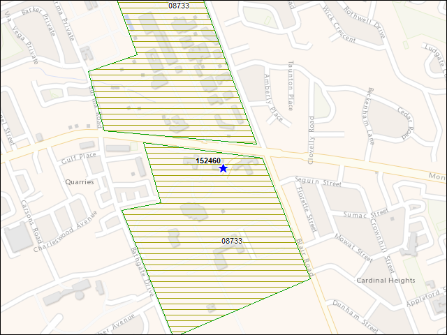 A map of the area immediately surrounding building number 152460