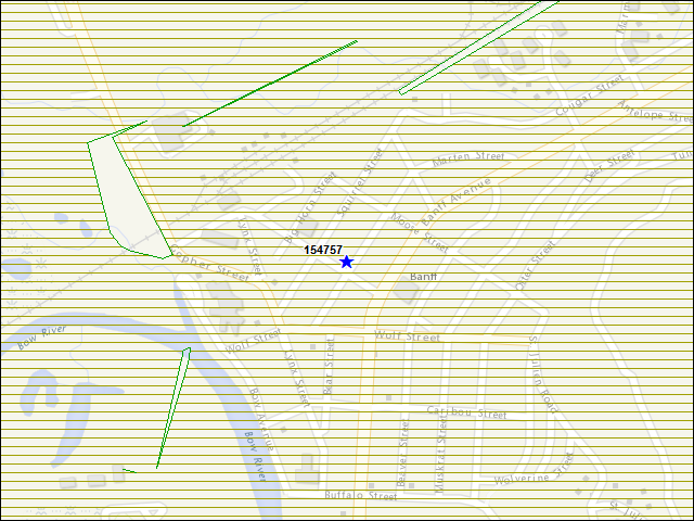 A map of the area immediately surrounding building number 154757