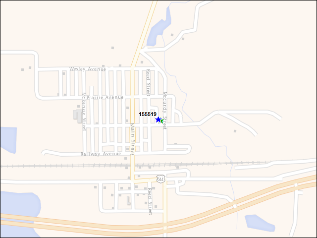 A map of the area immediately surrounding building number 155519