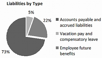 This pie chart shows the mix of liability types at Status of Women Canada.