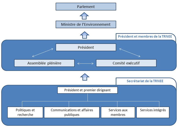 Figure 1 : Organisation interne de la TRNEE et relation avec le gouvernement fdral