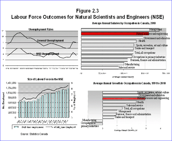Bar Chart: Labour Force OUtcomes for Natural Scientists and Engineers (NSE)