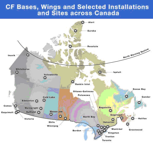 CF Bases, Wings, and Selected Units across Canada